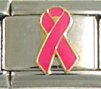 Breast cancer ribbon (b) - Enamel 9mm Italian charm - Click Image to Close